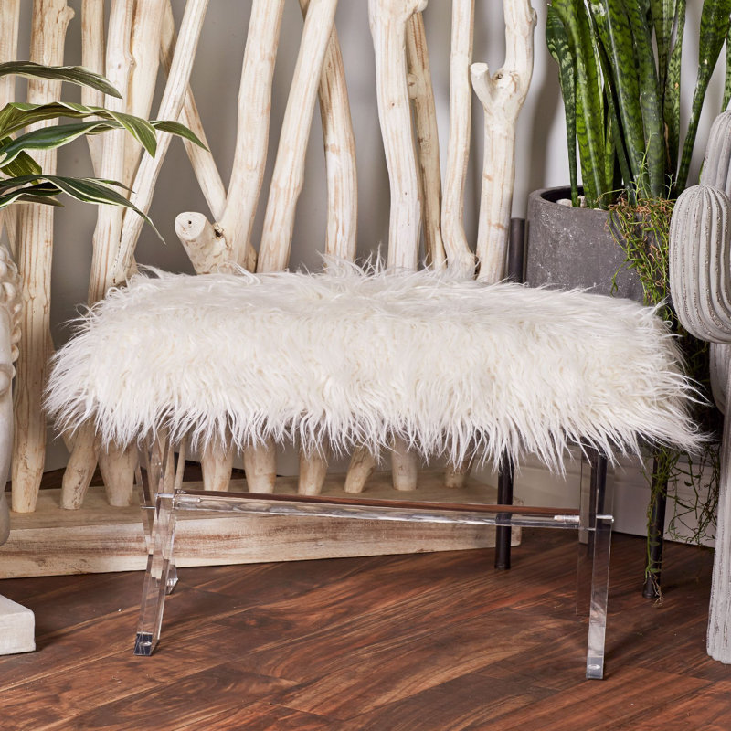 Cole & Grey Acrylic Faux Fur Vanity Stool & Reviews Wayfair